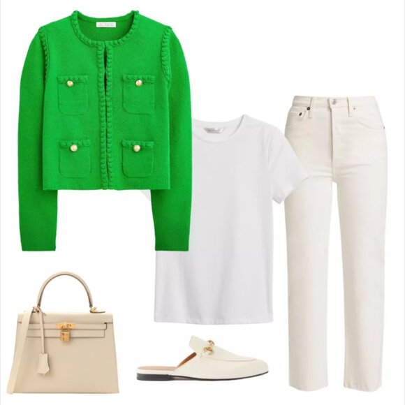 J Crew Odette Sweater lady blazer jacket in cotton blend boucle - Picture 7 of 8